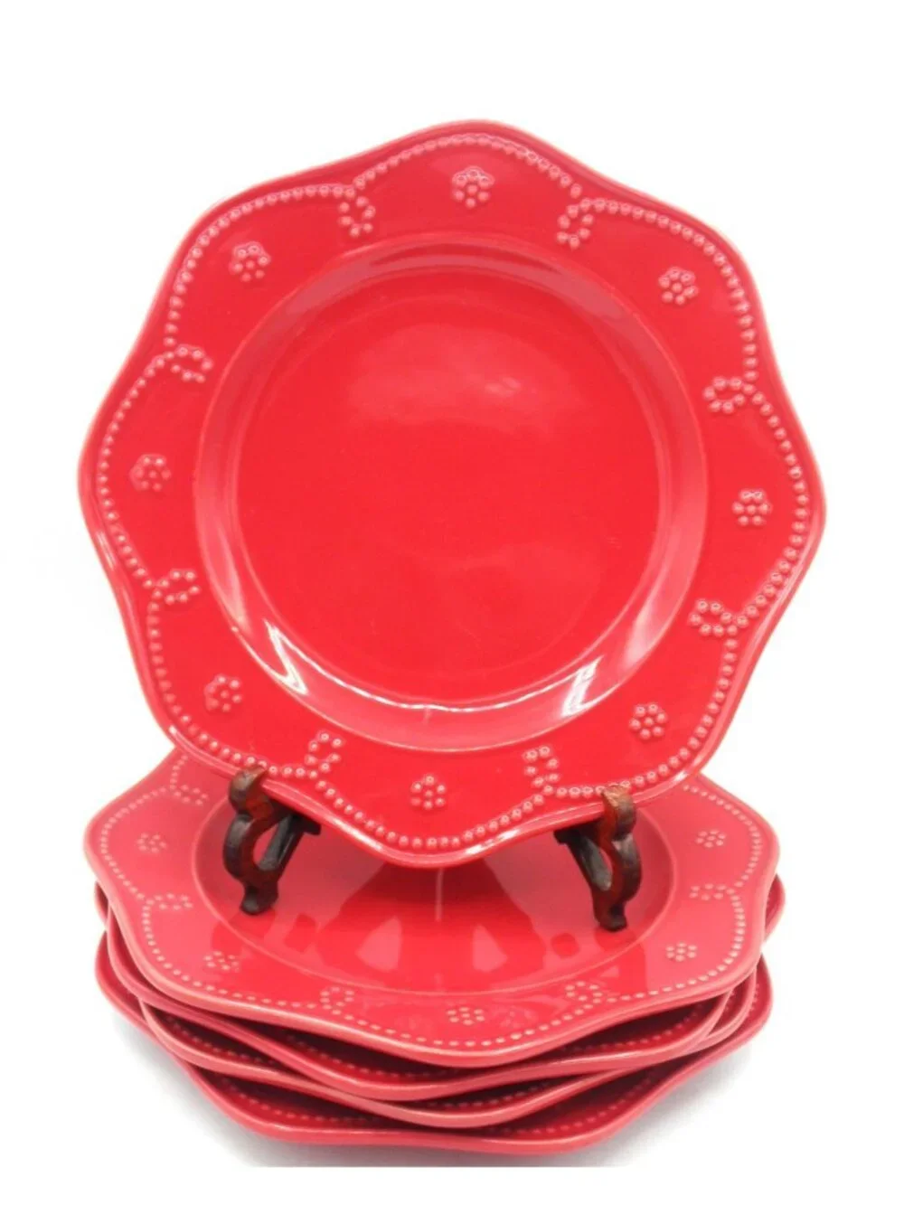 Food Network Fontinella Red Dinner Plate Set of 5 Pattern Code: FOWFONTR